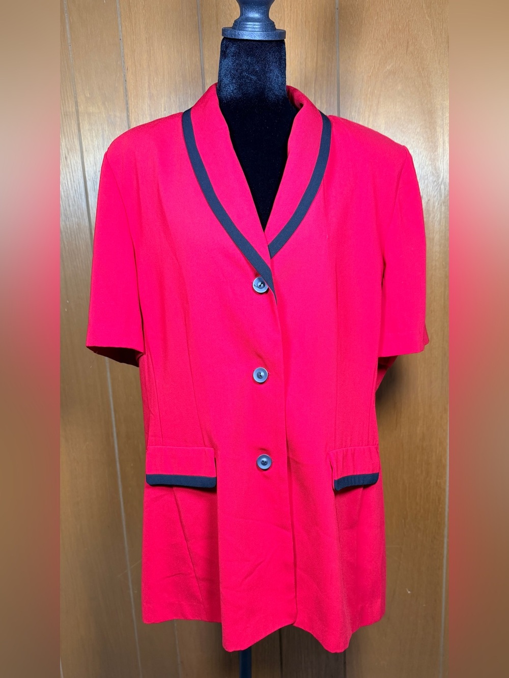 Vintage Danny & Nicole New York Vibrant Red Short Sleeve Blazer Jacket - Size 18